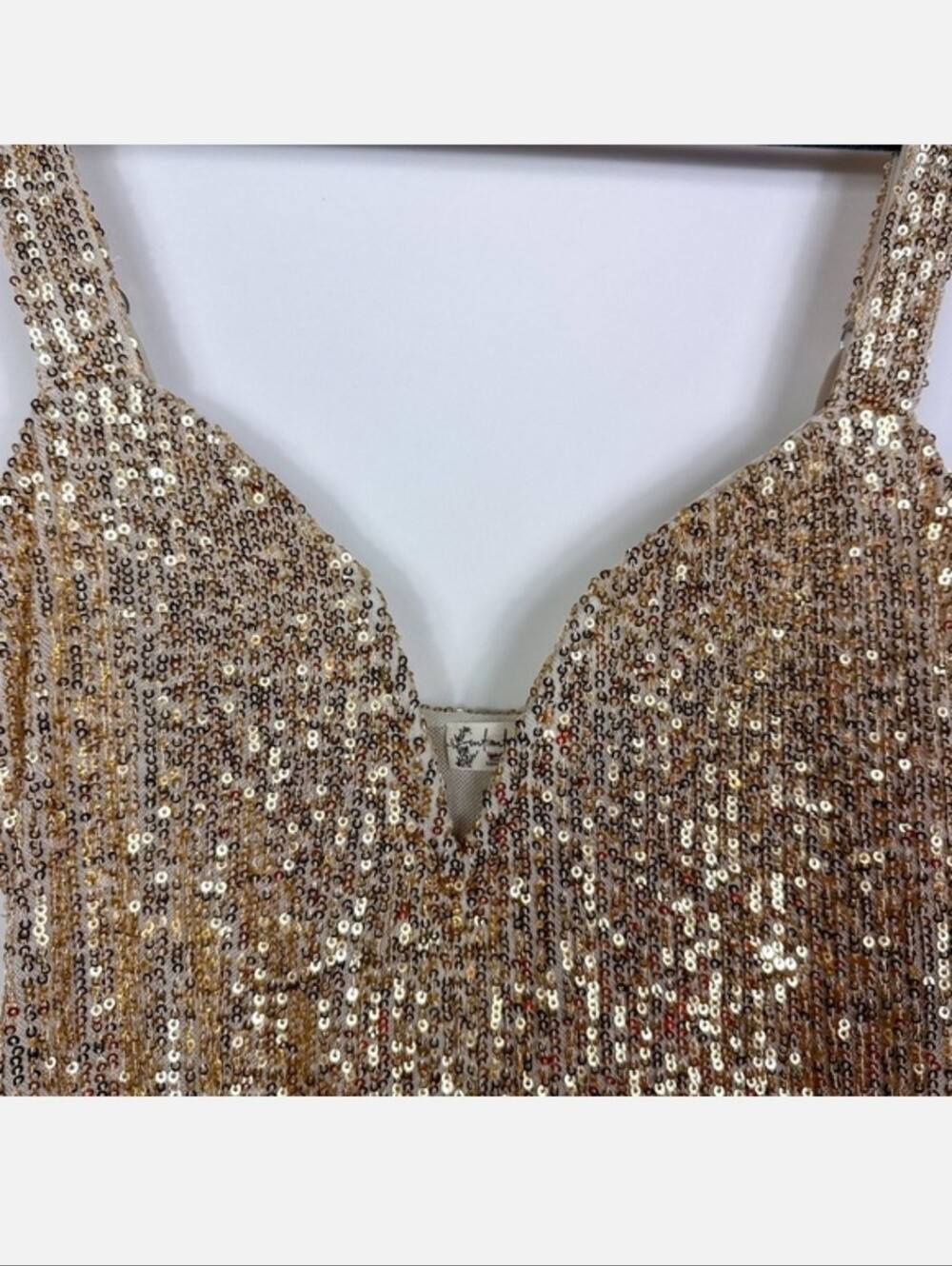 NWOT Free People Sparks Fly Gold Sequin Bodysuit Size Large - Picture 6 of 8